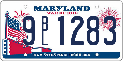 MD license plate 9BL1283