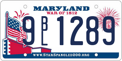 MD license plate 9BL1289