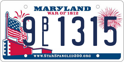 MD license plate 9BL1315