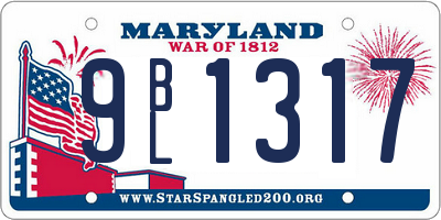 MD license plate 9BL1317