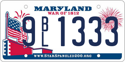 MD license plate 9BL1333