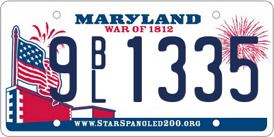 MD license plate 9BL1335