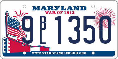 MD license plate 9BL1350