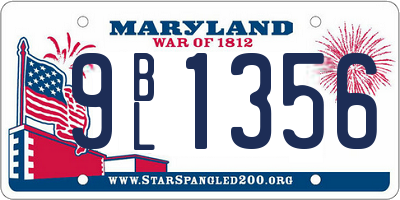 MD license plate 9BL1356