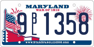 MD license plate 9BL1358