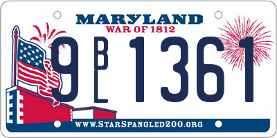 MD license plate 9BL1361
