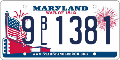 MD license plate 9BL1381