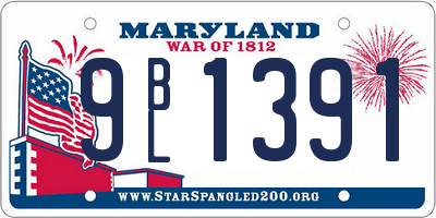 MD license plate 9BL1391