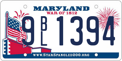 MD license plate 9BL1394