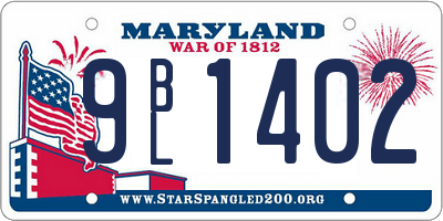 MD license plate 9BL1402