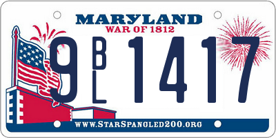 MD license plate 9BL1417