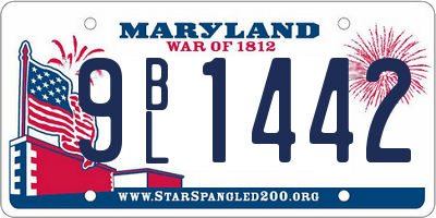 MD license plate 9BL1442