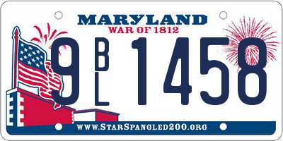 MD license plate 9BL1458