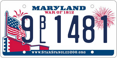MD license plate 9BL1481