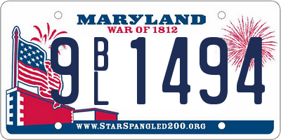 MD license plate 9BL1494