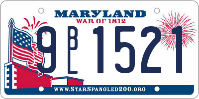 MD license plate 9BL1521
