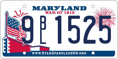 MD license plate 9BL1525