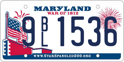 MD license plate 9BL1536