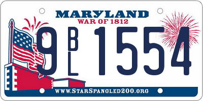 MD license plate 9BL1554