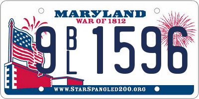 MD license plate 9BL1596