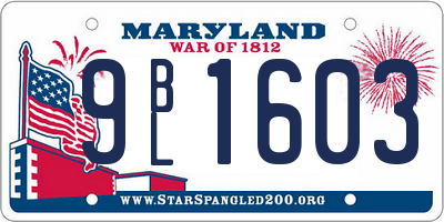 MD license plate 9BL1603