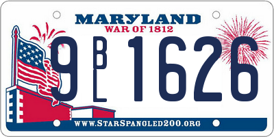 MD license plate 9BL1626