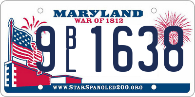 MD license plate 9BL1638