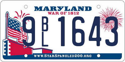 MD license plate 9BL1643
