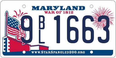 MD license plate 9BL1663