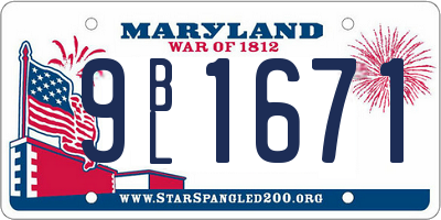 MD license plate 9BL1671