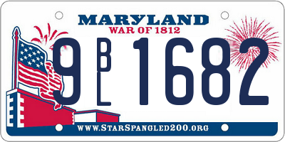 MD license plate 9BL1682