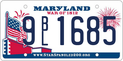 MD license plate 9BL1685