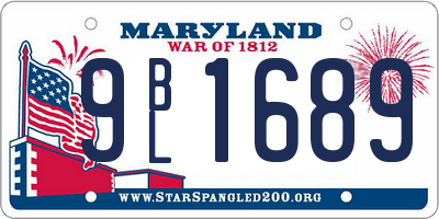 MD license plate 9BL1689