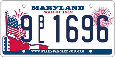 MD license plate 9BL1696