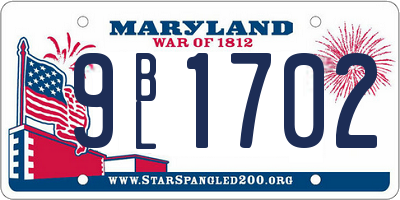 MD license plate 9BL1702
