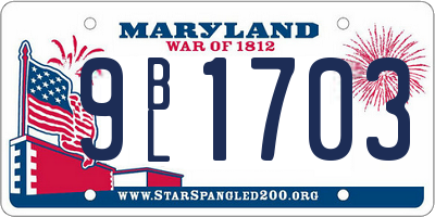 MD license plate 9BL1703