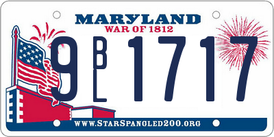 MD license plate 9BL1717