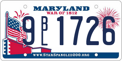 MD license plate 9BL1726