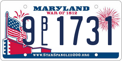 MD license plate 9BL1731