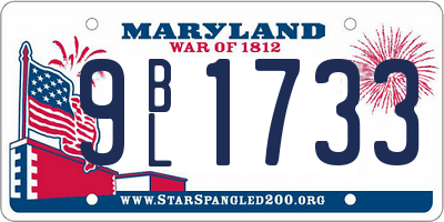 MD license plate 9BL1733