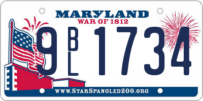 MD license plate 9BL1734