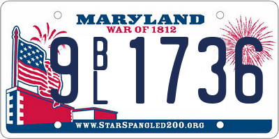MD license plate 9BL1736