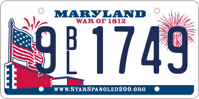 MD license plate 9BL1749
