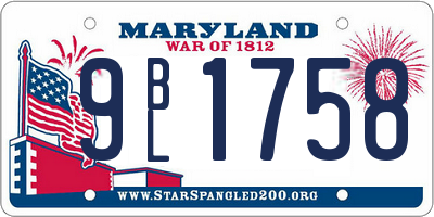 MD license plate 9BL1758