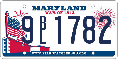 MD license plate 9BL1782