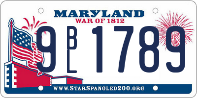 MD license plate 9BL1789