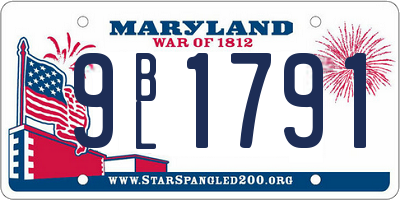 MD license plate 9BL1791