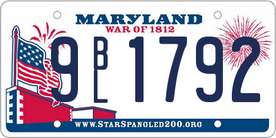 MD license plate 9BL1792