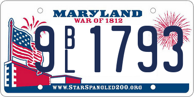 MD license plate 9BL1793