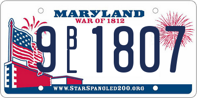 MD license plate 9BL1807